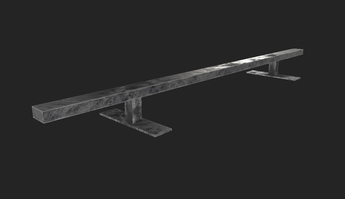 3D model Skateboarding metal grinding Flat Bar 4K VR / AR / lowpoly