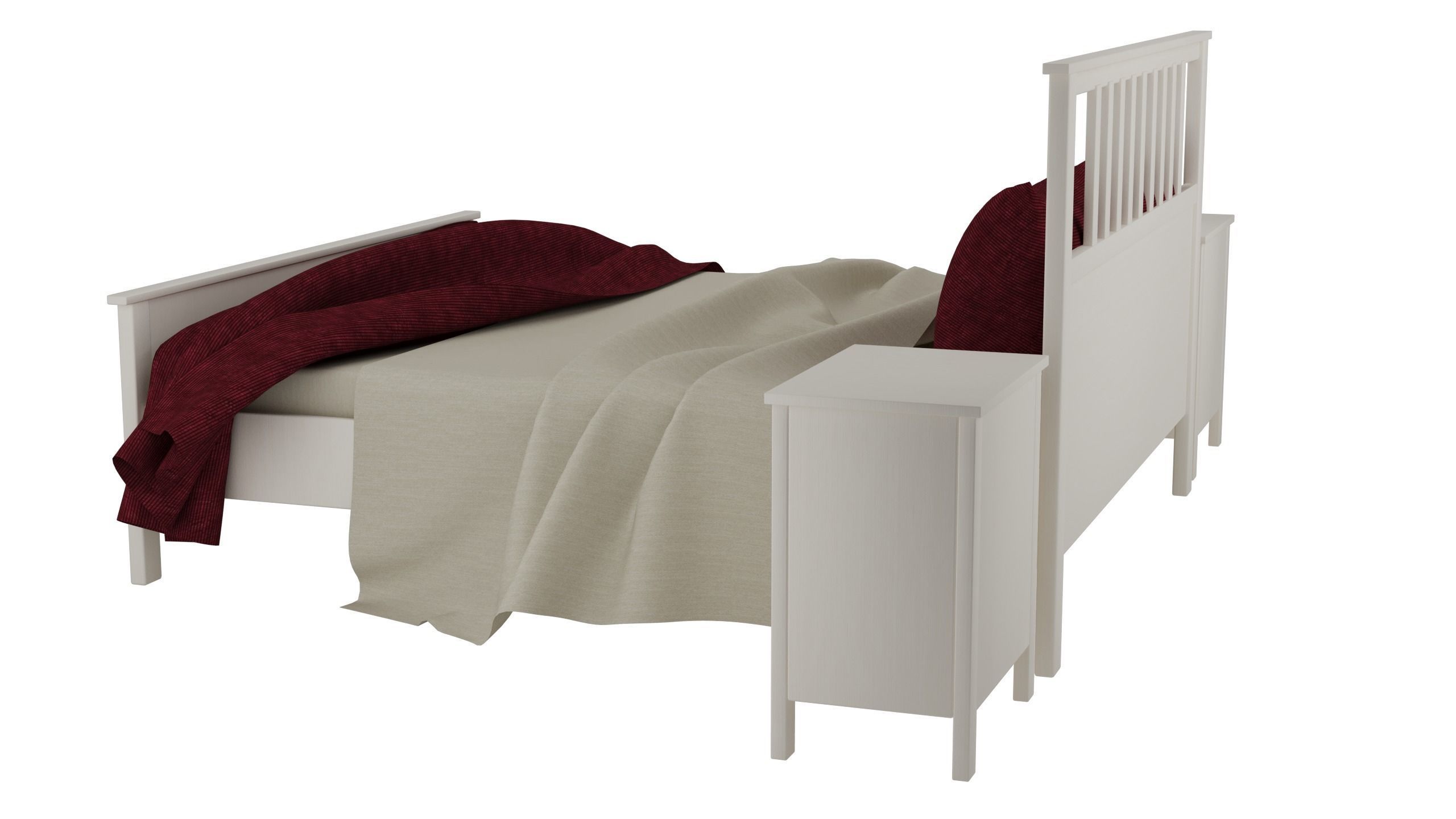 Ikea Hemnes Double Bed and Chest of two drawers 3D model CGTrader