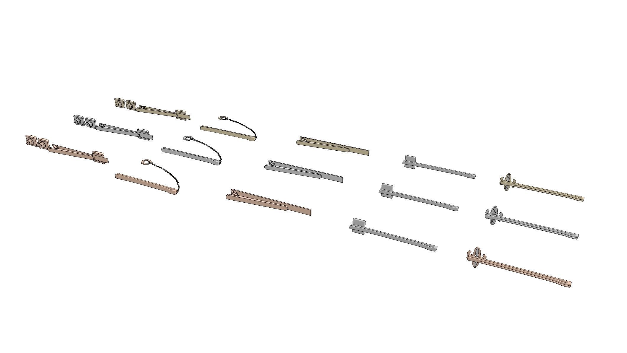 5 types of tie pins 3D model CGTrader