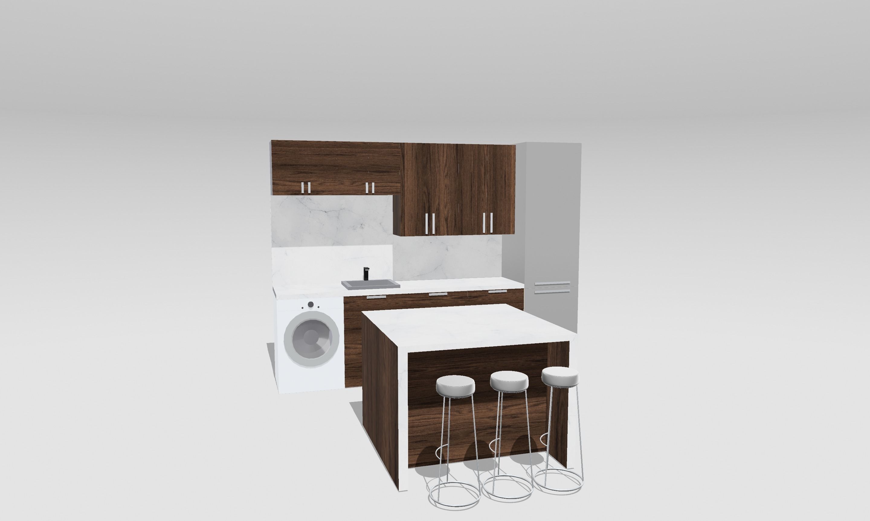 Single wall kitchen with Island 3D model CGTrader