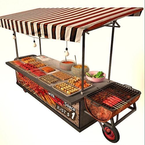 street food cart 3d model 3D model | CGTrader
