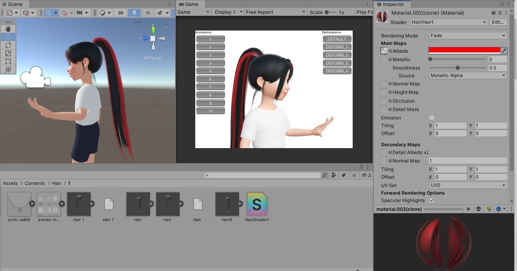 3D model Hair 3D Model Zepeto Prefab Unity FBX 001 VR / AR / low-poly ...