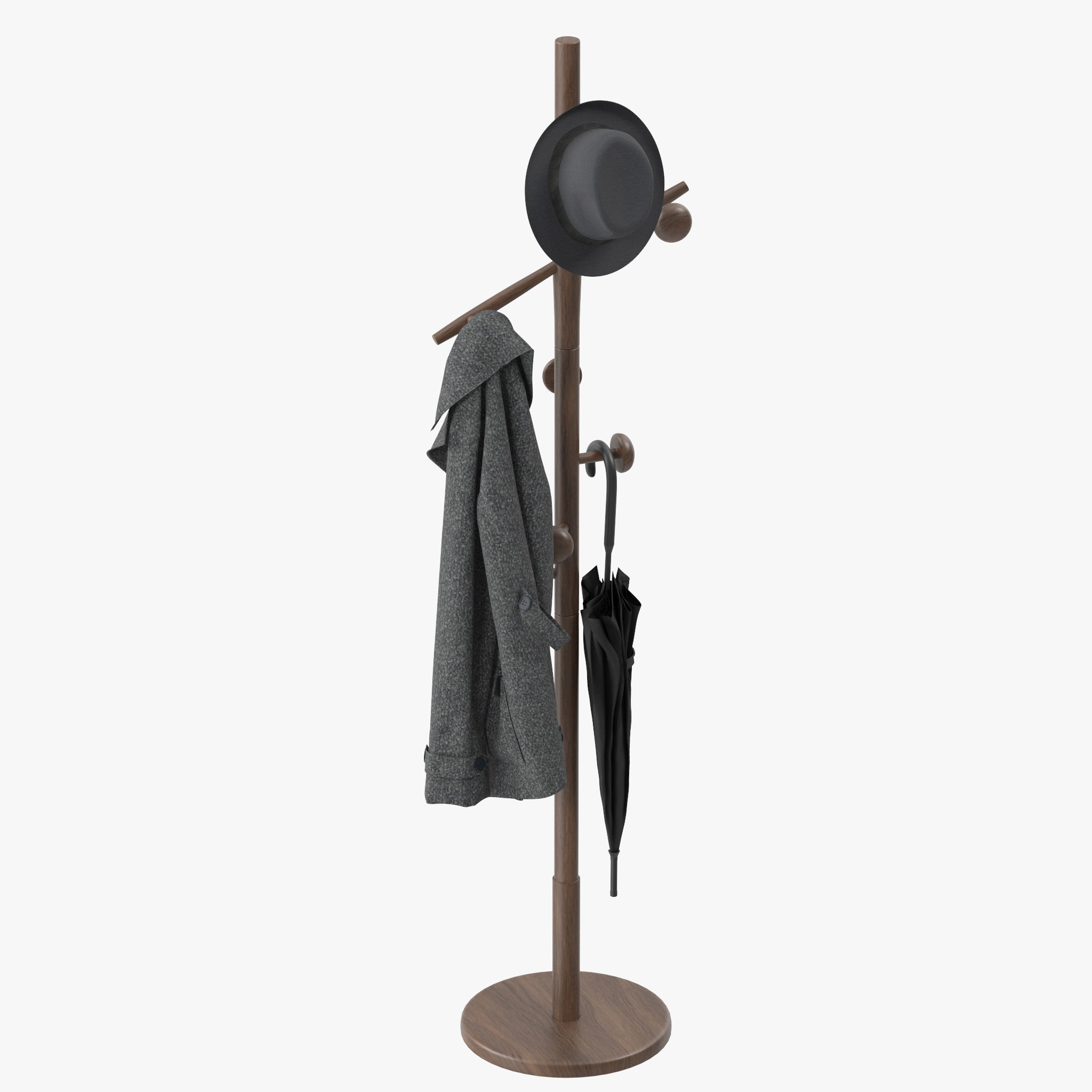 Wooden Coat Rack 3D model CGTrader