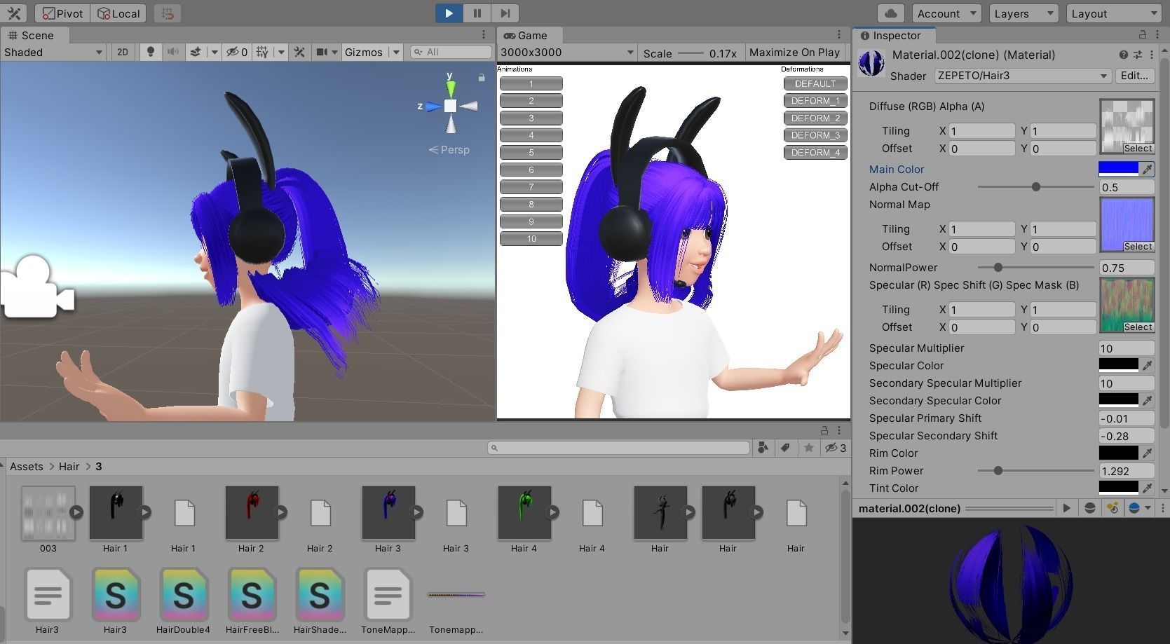 3D model Hair with Headphone 3D Modeling Zepeto Unity Prefab FBX 003 VR ...