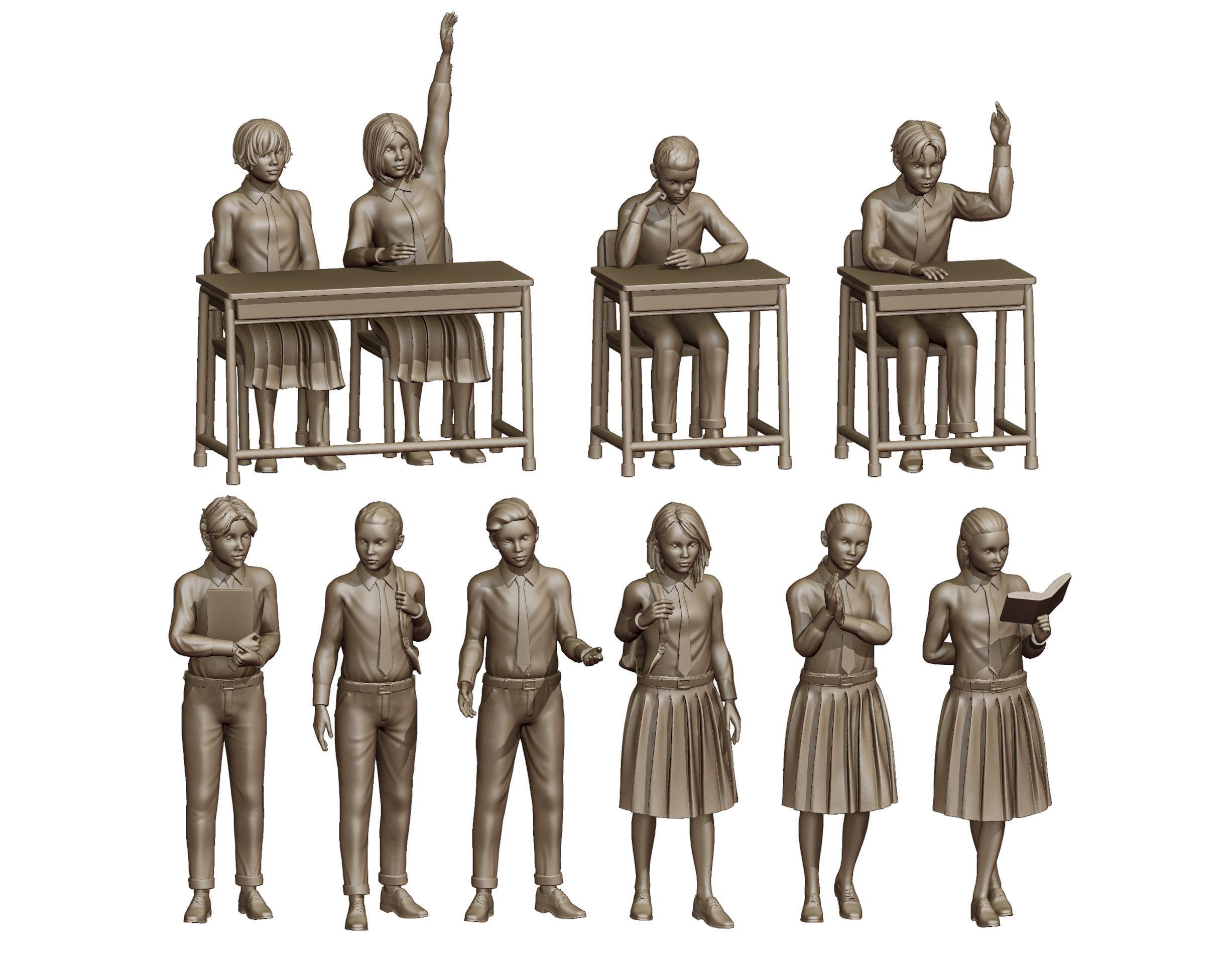 Students Diorama Pack 3D model 3D printable | CGTrader