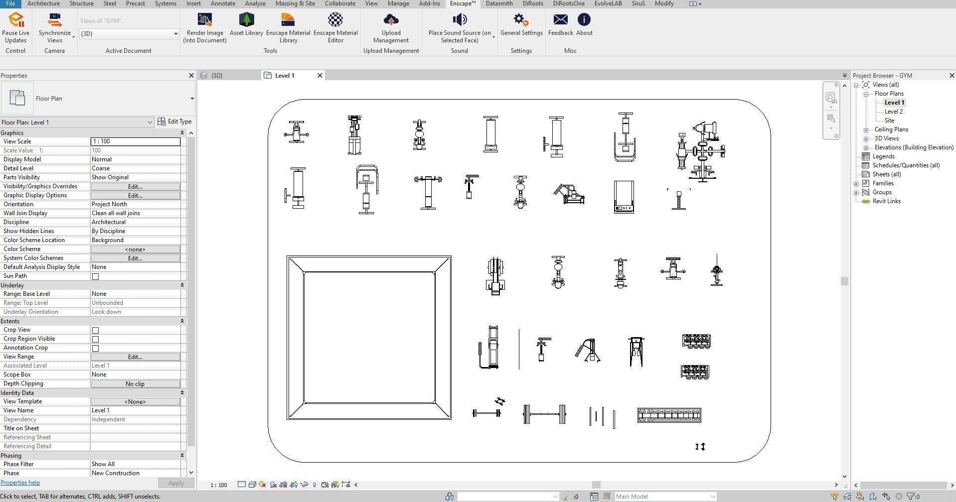 Gym Revit Families 2022 3D model CGTrader