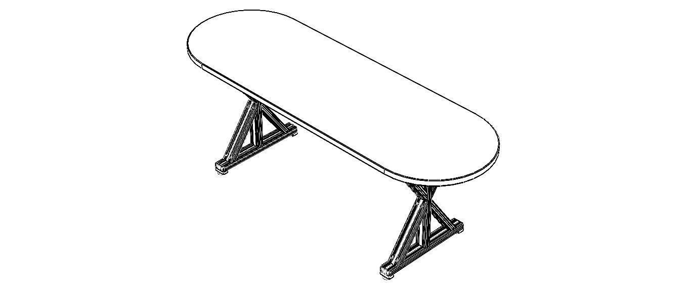 Aluminum XFrame Table 3D model CGTrader