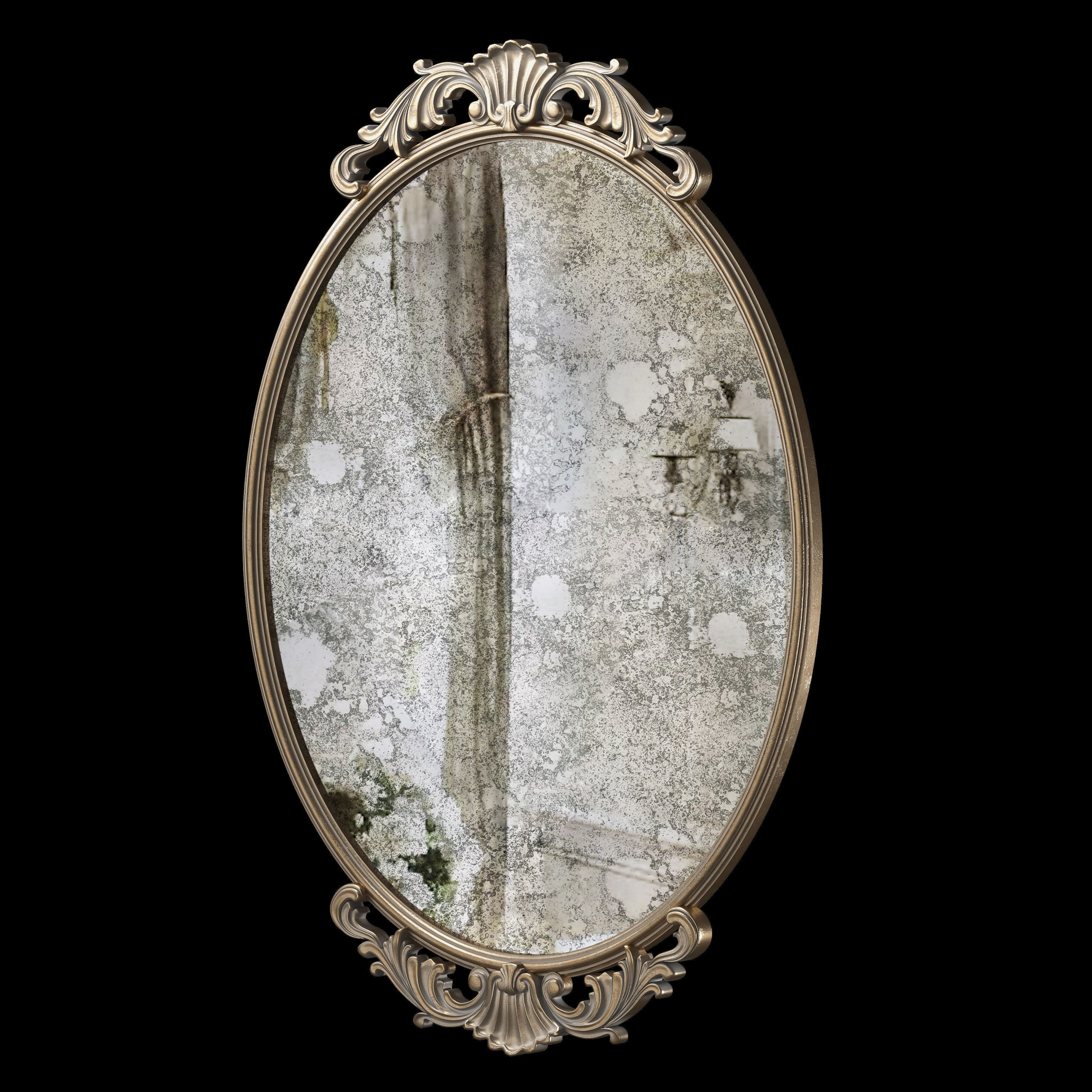 Kirkland Gold Oval Baroque Wall Mirror 3D model CGTrader