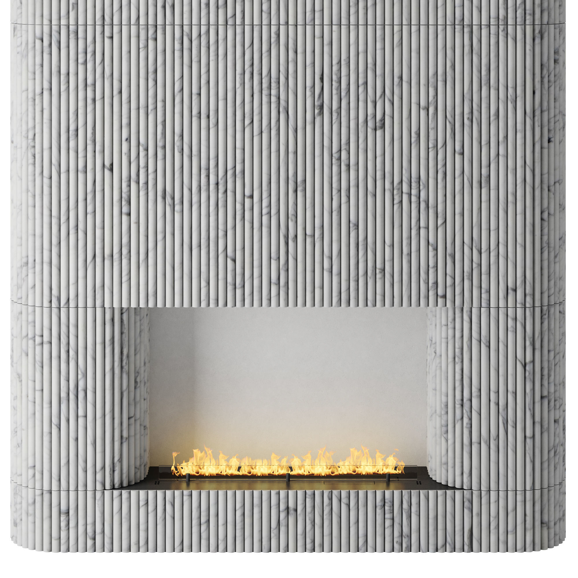 Planika fireplace with fluted tile wall 3D model CGTrader