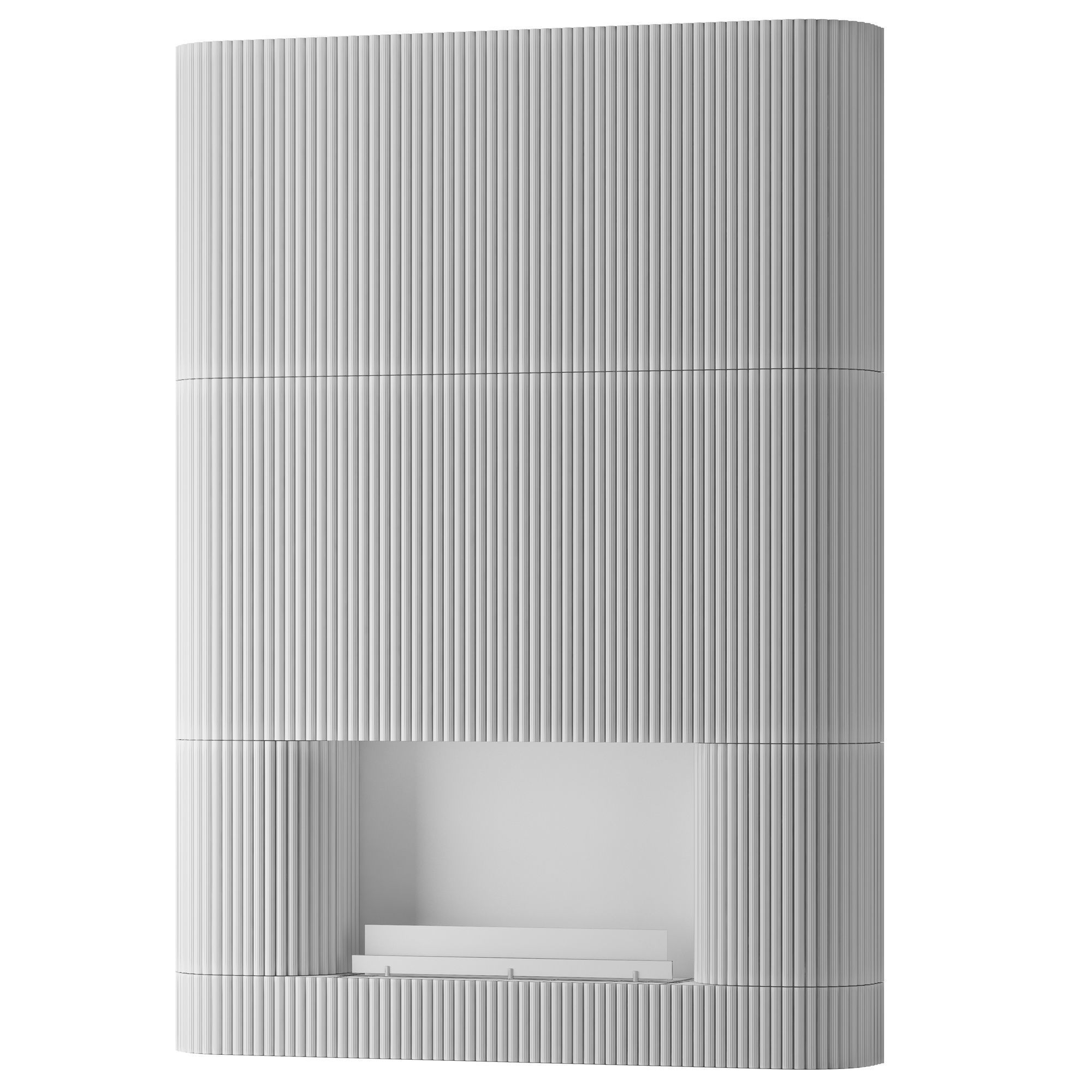 Planika fireplace with fluted tile wall 3D model CGTrader