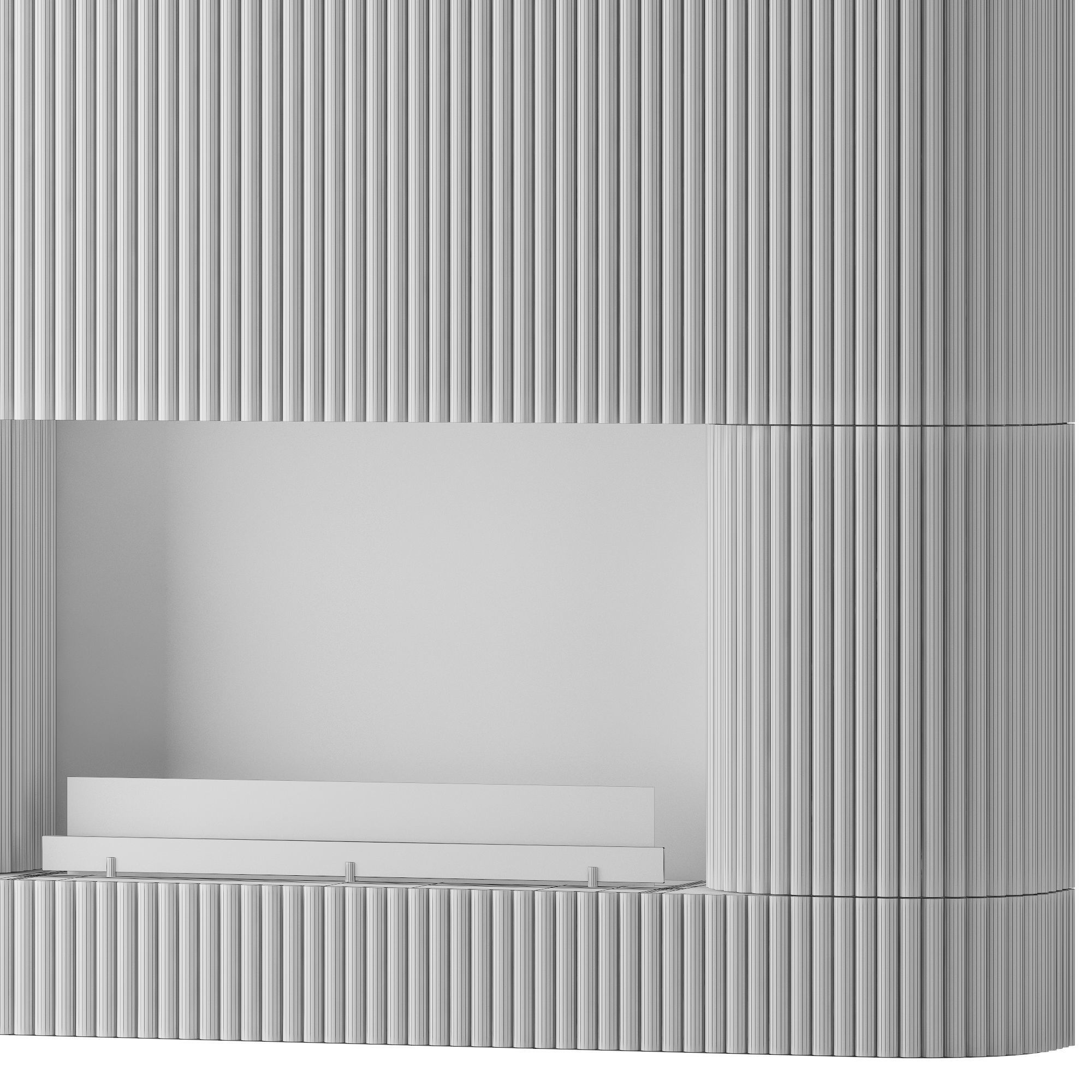 Planika fireplace with fluted tile wall 3D model CGTrader
