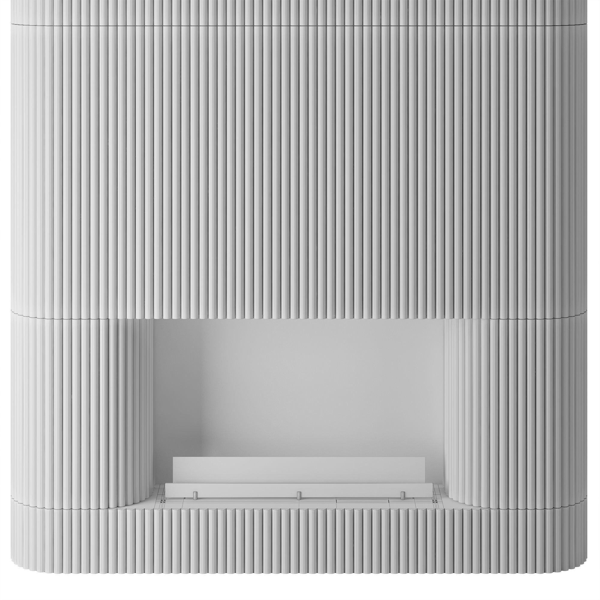 Planika fireplace with fluted tile wall 3D model CGTrader