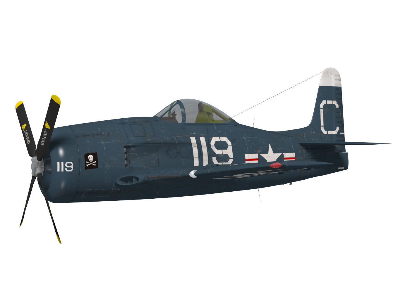 Grumman F8F F-2 Bearcat 3D model | CGTrader