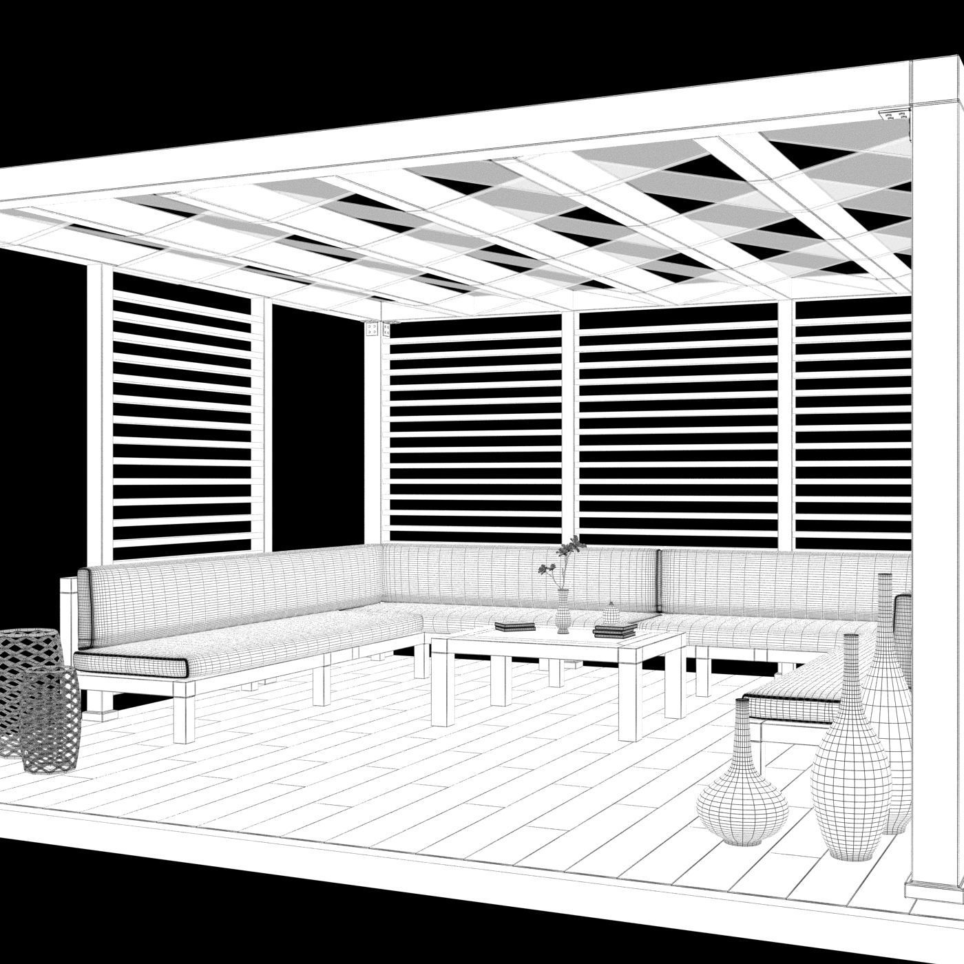 Wood Gazebo 3D model CGTrader