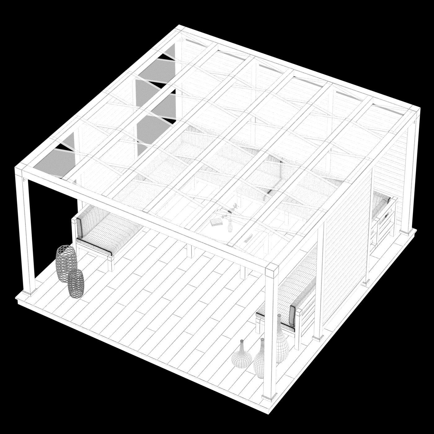 Wood Gazebo 3D model CGTrader