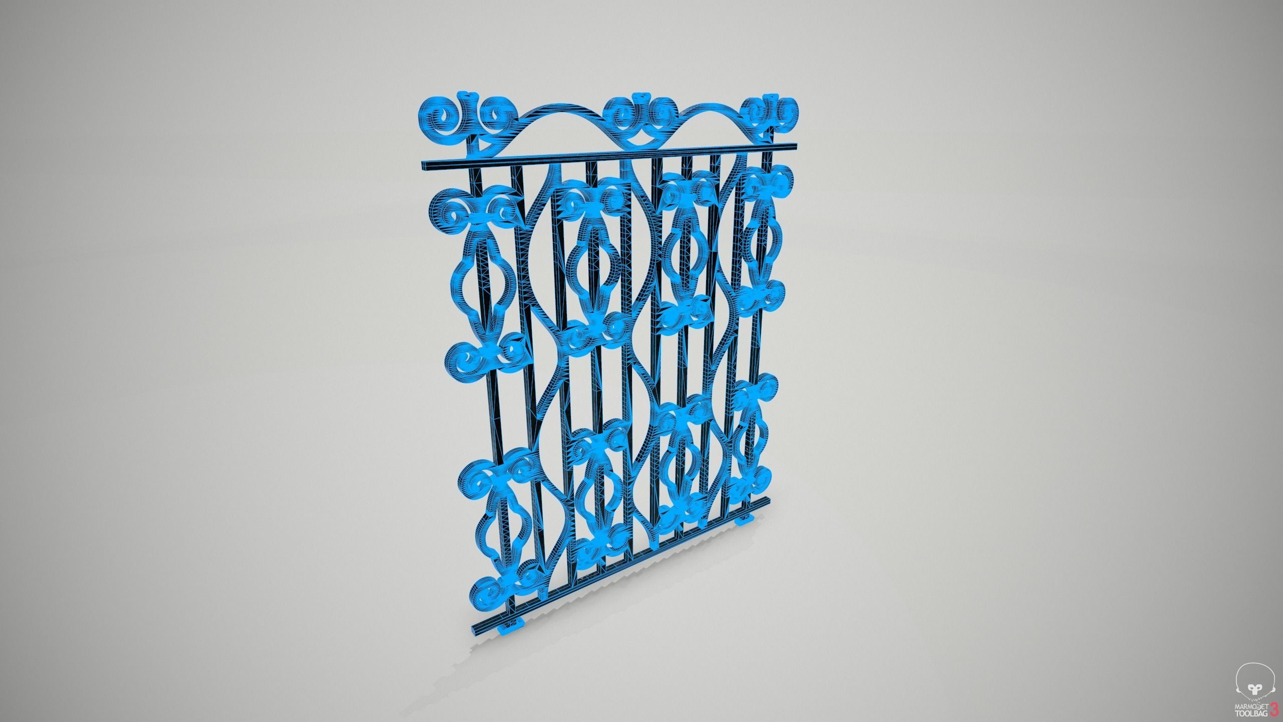 Ornate Wrought Iron Fence Design 8 3D model CGTrader