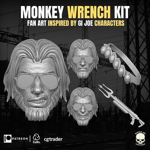 Monkey Wrench Kit 3D printable File For Action Figures 3D model 3D printable CGTrader