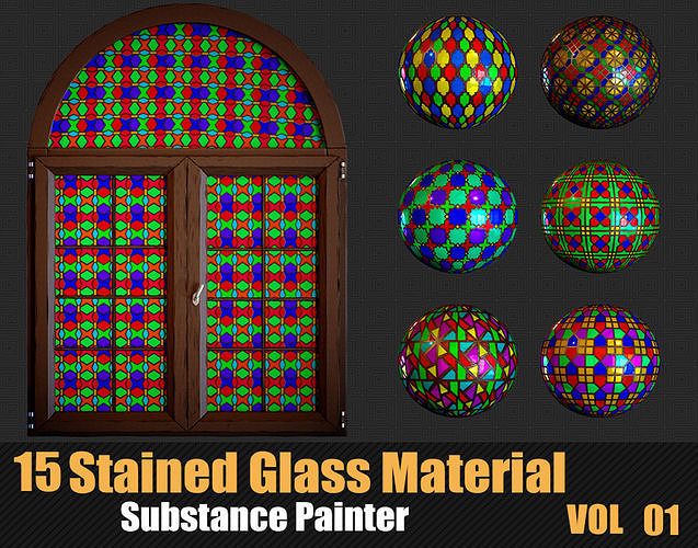 15 Stylized Stained Glass Materials Substance Painter Texture CGTrader