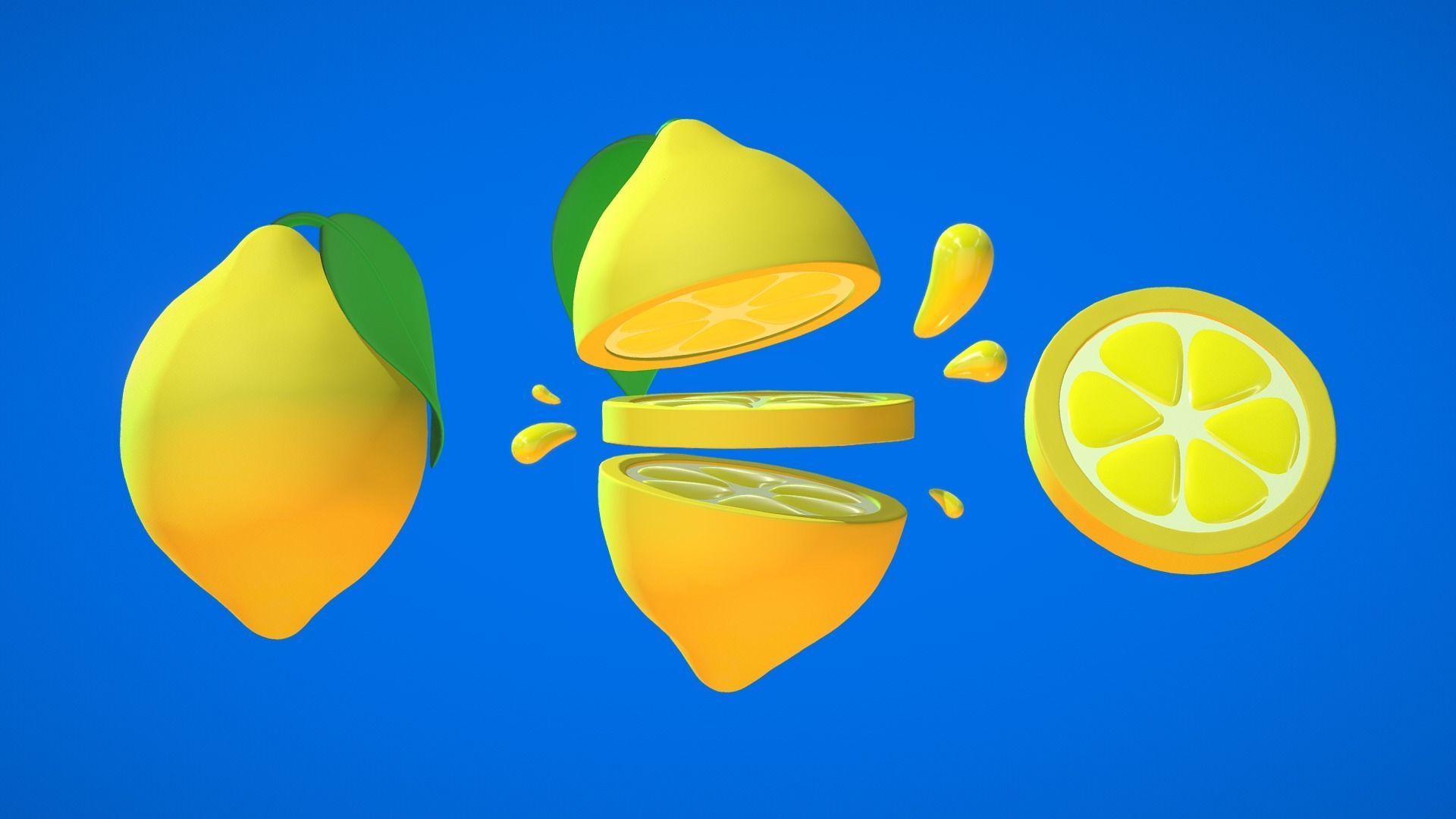 Lemon cartoon 3D model | CGTrader