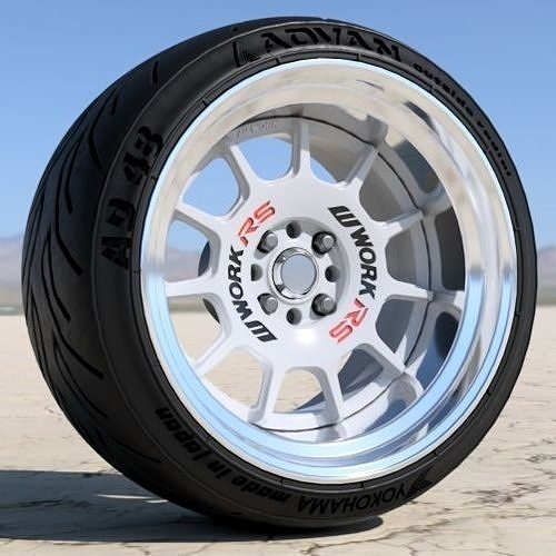WORK EMOTION RS11 16 INCH RIMS WITH ADVAN TIRES FOR SCALE MODELS 3D