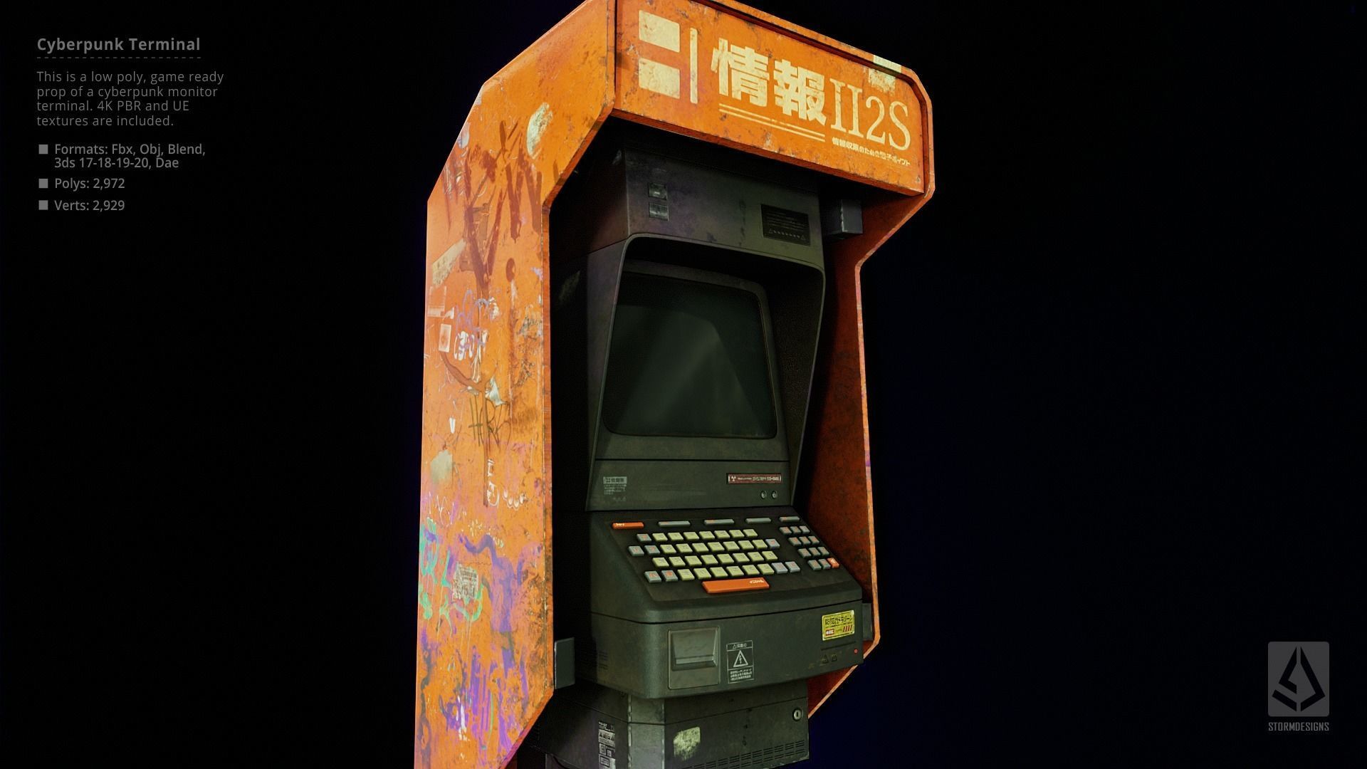 3D model Cyberpunk Monitor Terminal - Low Poly UE Game Prop VR / AR ...
