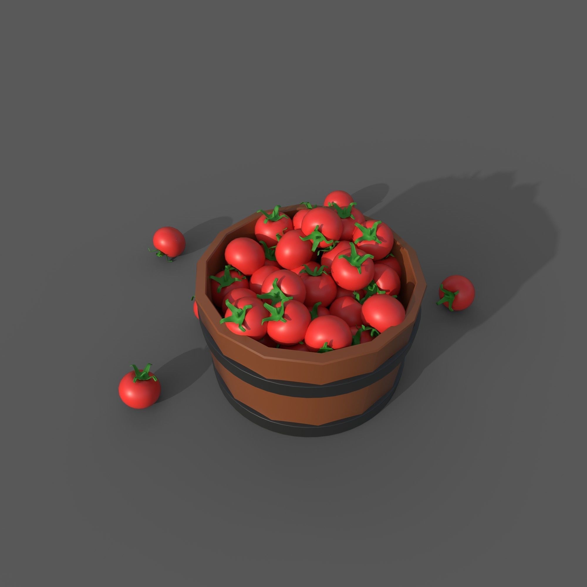 Bucket Full Of Tomatoes 3D model CGTrader