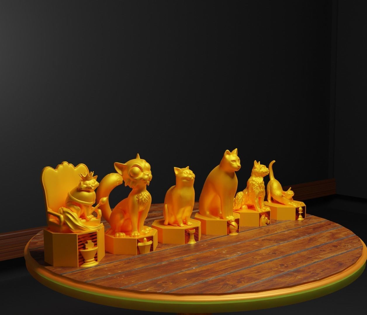 Dog Versus Cat Figure Chess Set Pet Character Chess Pieces 3D model 3D ...