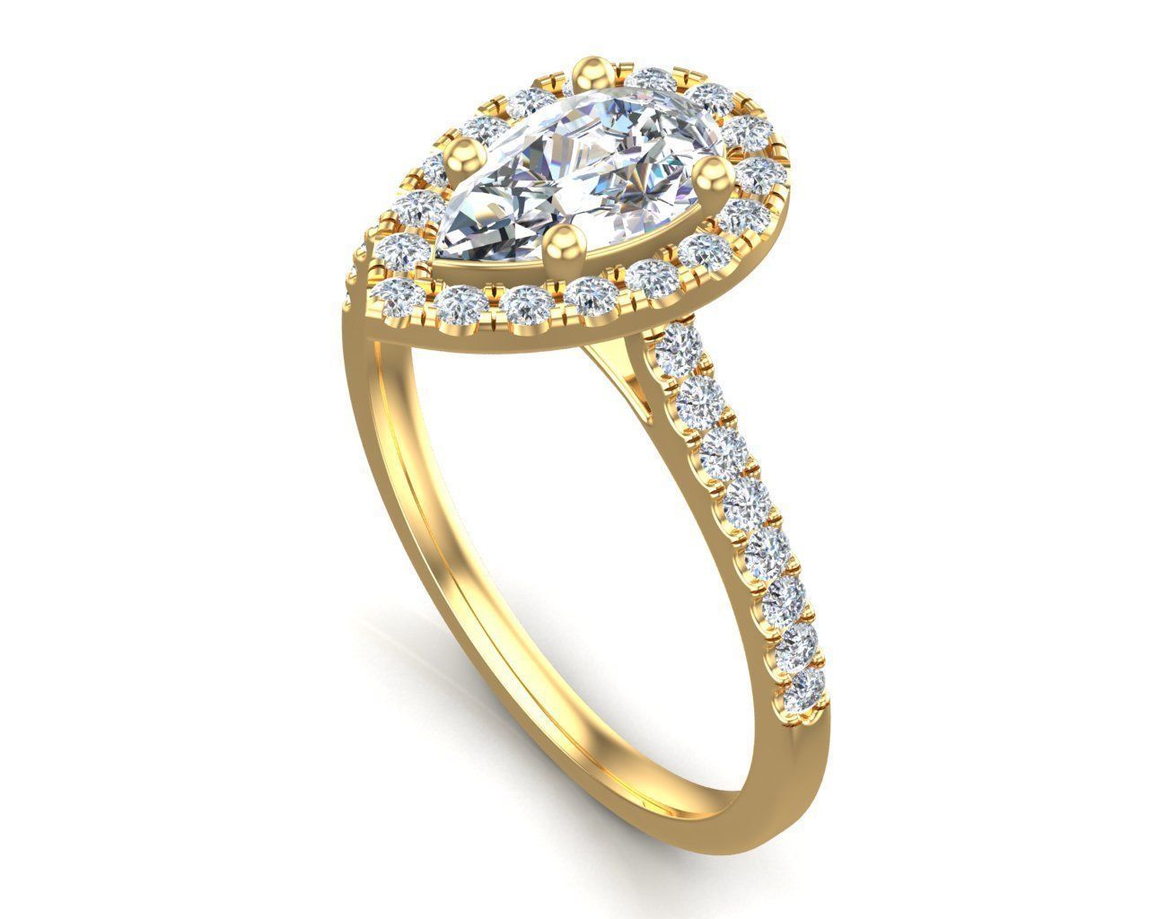 Pear Shaped Diamond Engagement Ring 3D model 3D printable | CGTrader