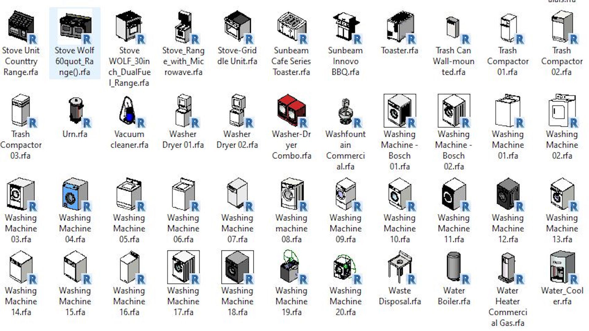 3D model Kitchen and Home appliances revit family Collect VR / AR / low