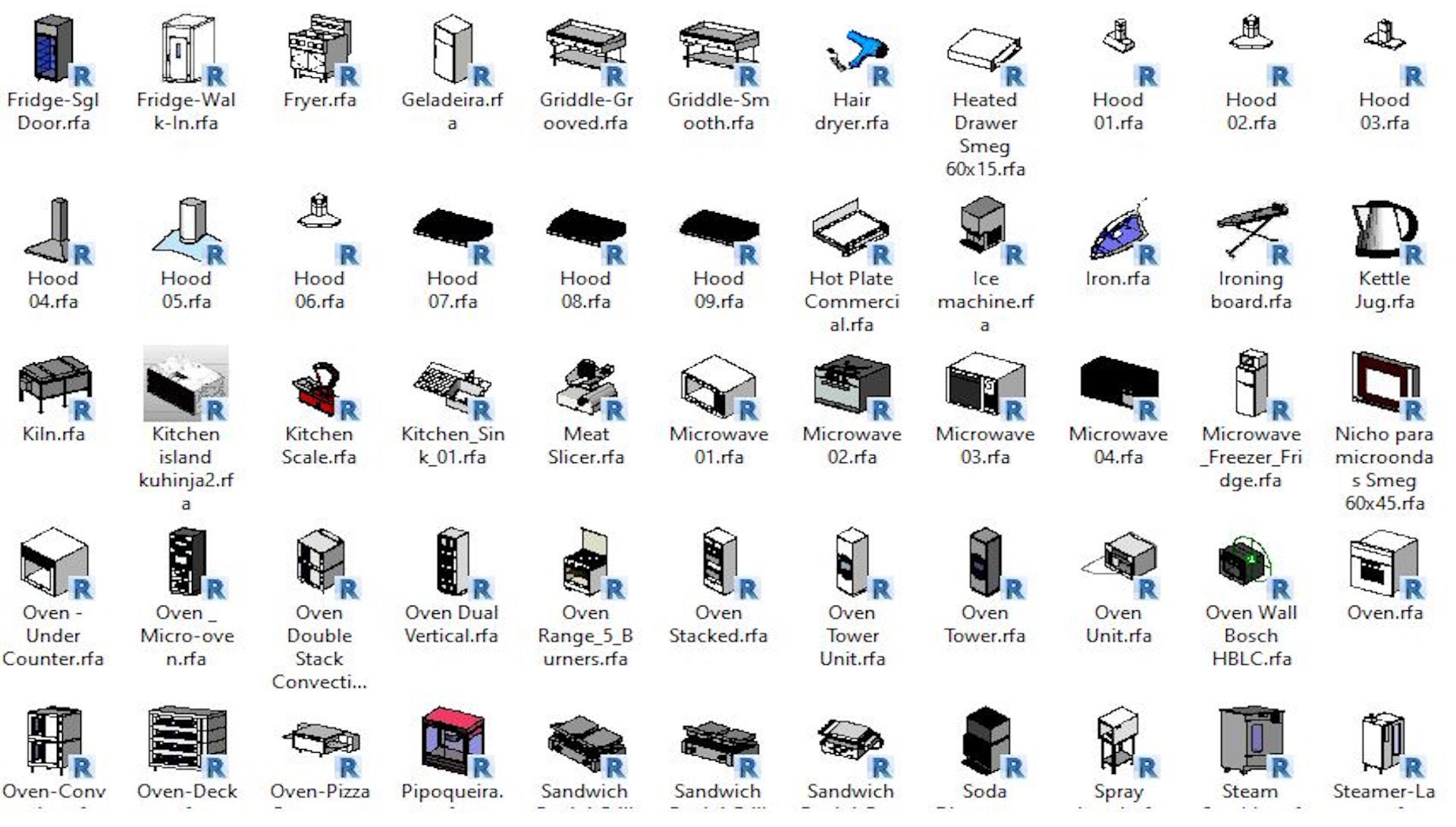 3D model 253 Parametric Kitchen and Home appliances revit family