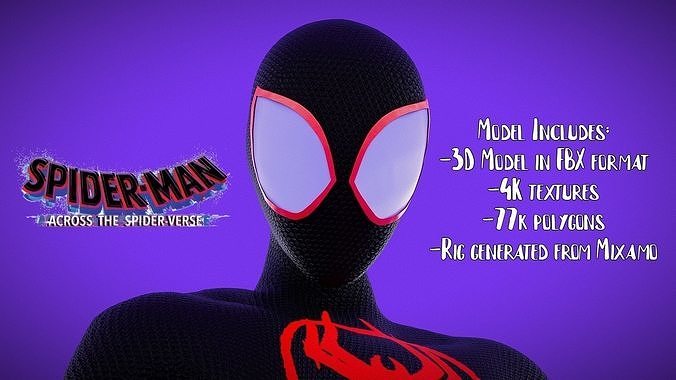 REALISTIC Spider-Man Miles Morales Across The Spider-Verse 3D model ...