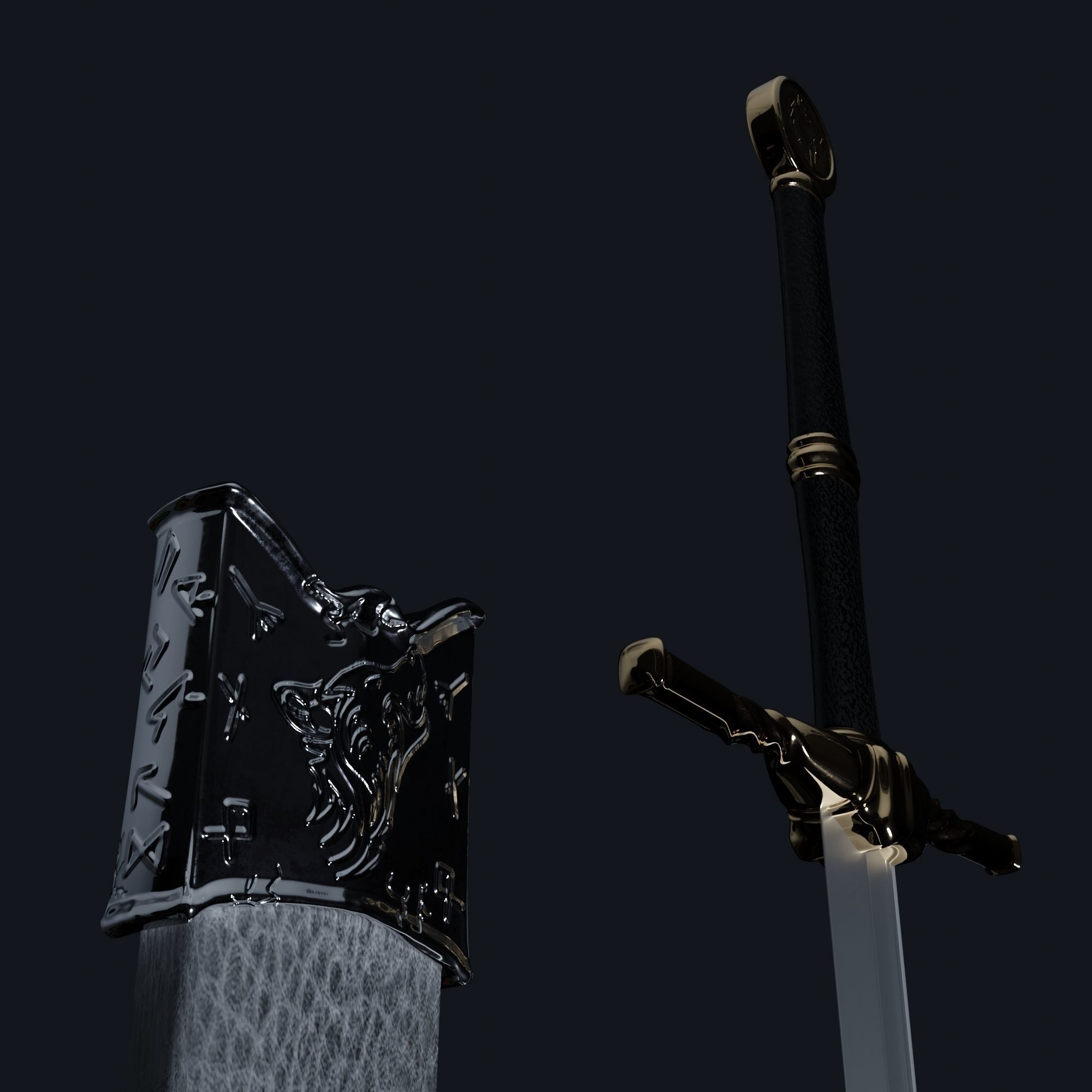Bastard Sword with Sheath in the Witcher style 3D model CGTrader