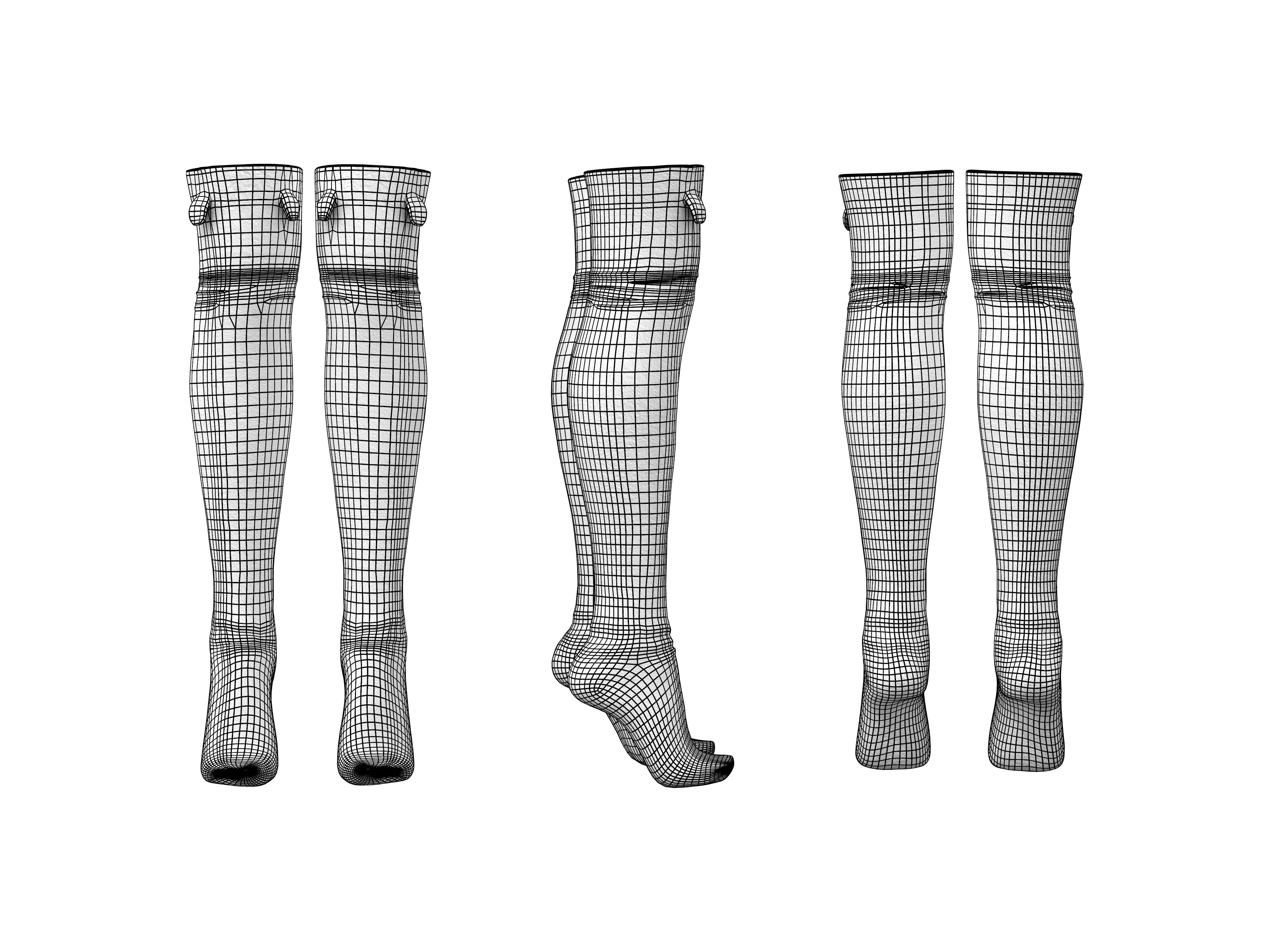 3D model Overknee Socks with Ears VR / AR / lowpoly CGTrader