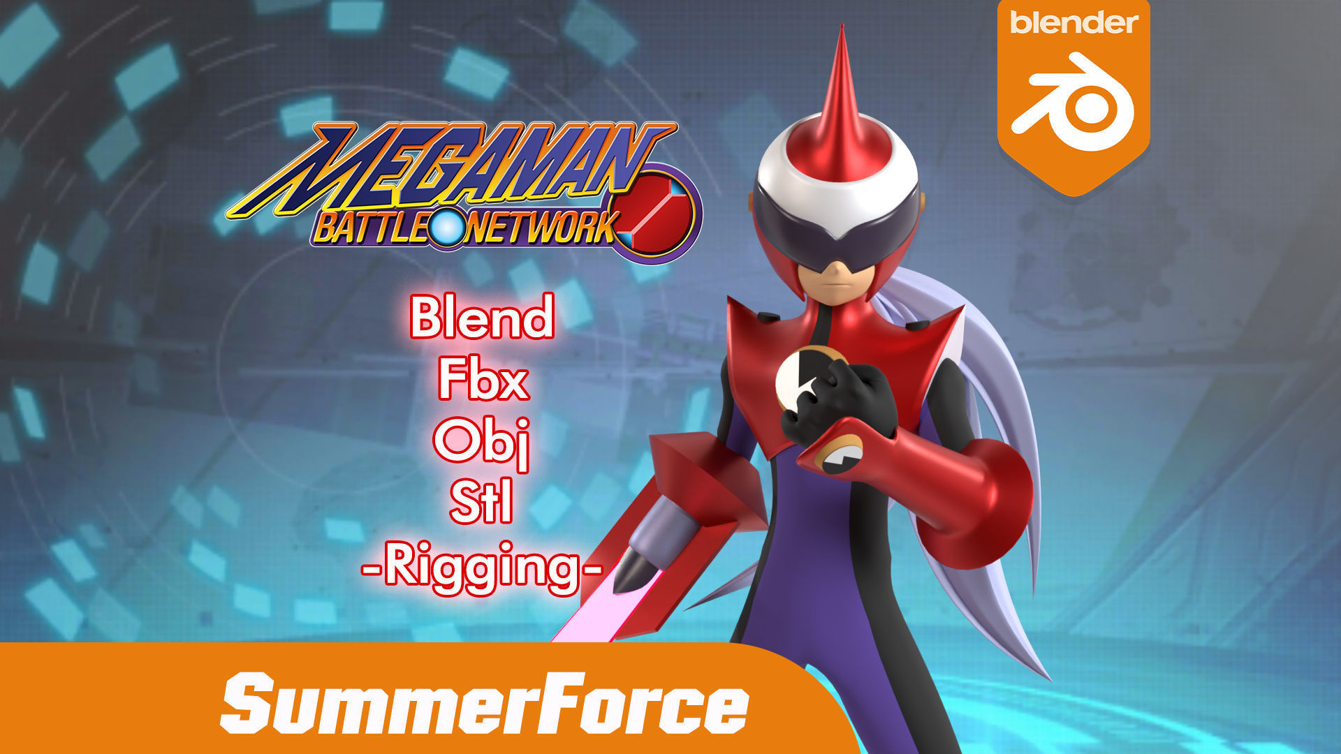 Protoman EXE - Megaman EXE 3D model rigged | CGTrader