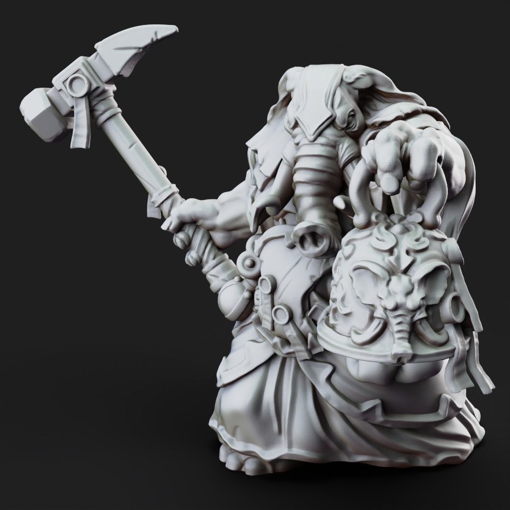 Loxodon Cleric - 3D Printable TTRPG - PRESUPPORTED - 32mm 3D model 3D ...