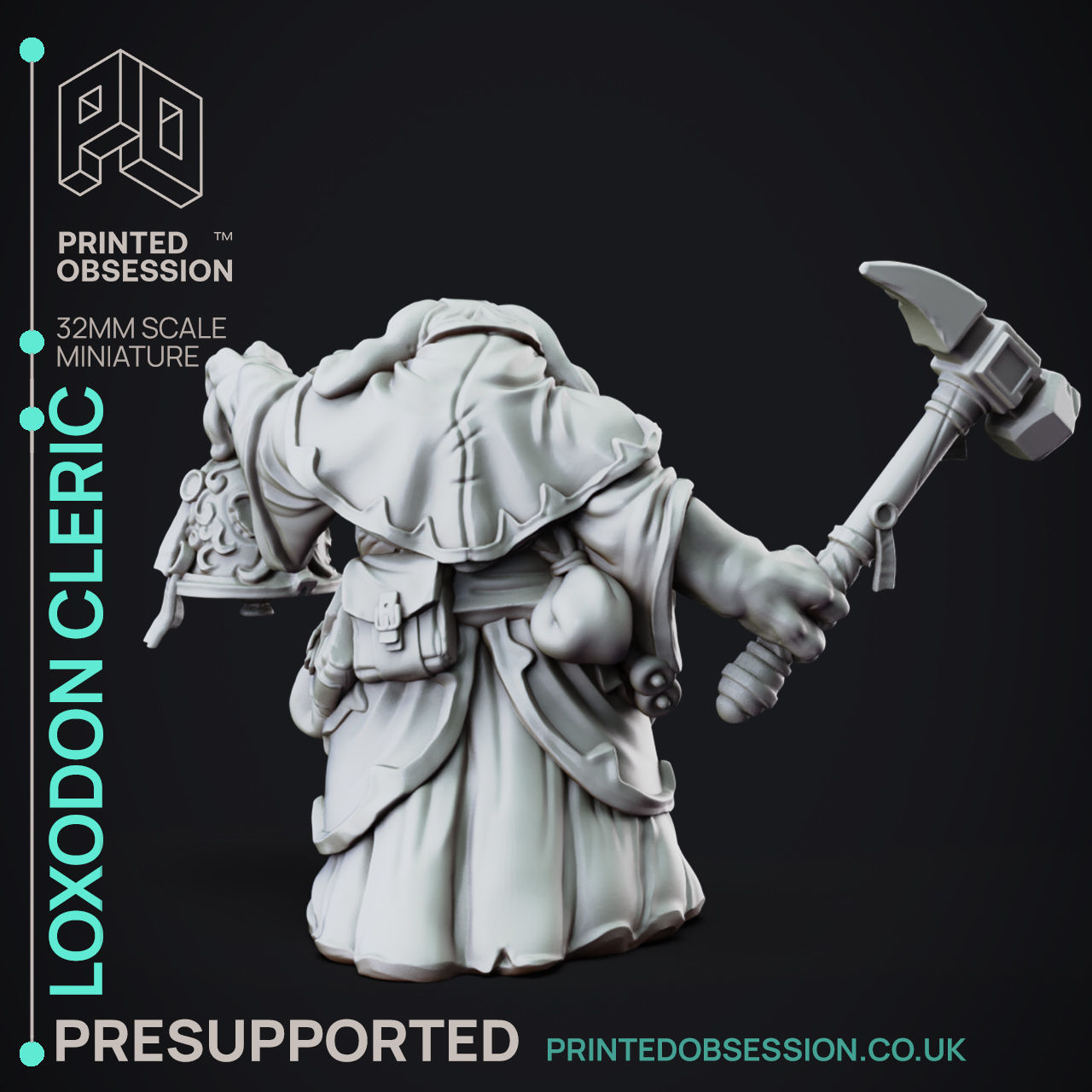 Loxodon Cleric - 3D Printable TTRPG - PRESUPPORTED - 32mm 3D model 3D ...