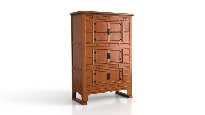 Korean Tall Elm Cabinet 19th Century 3D model | CGTrader