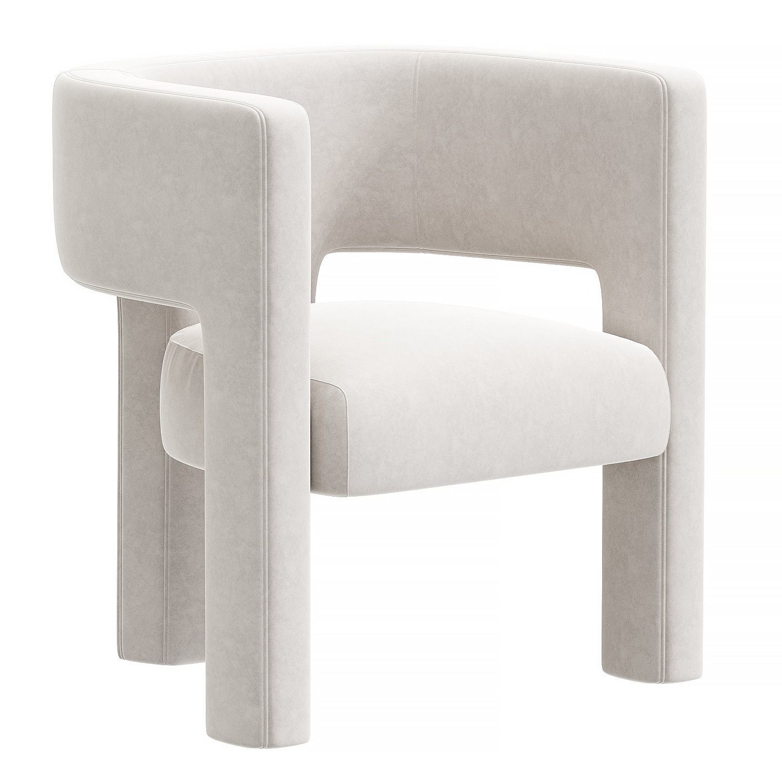 Sculpt Warm Beige Velvet Accent Chair 3D model CGTrader