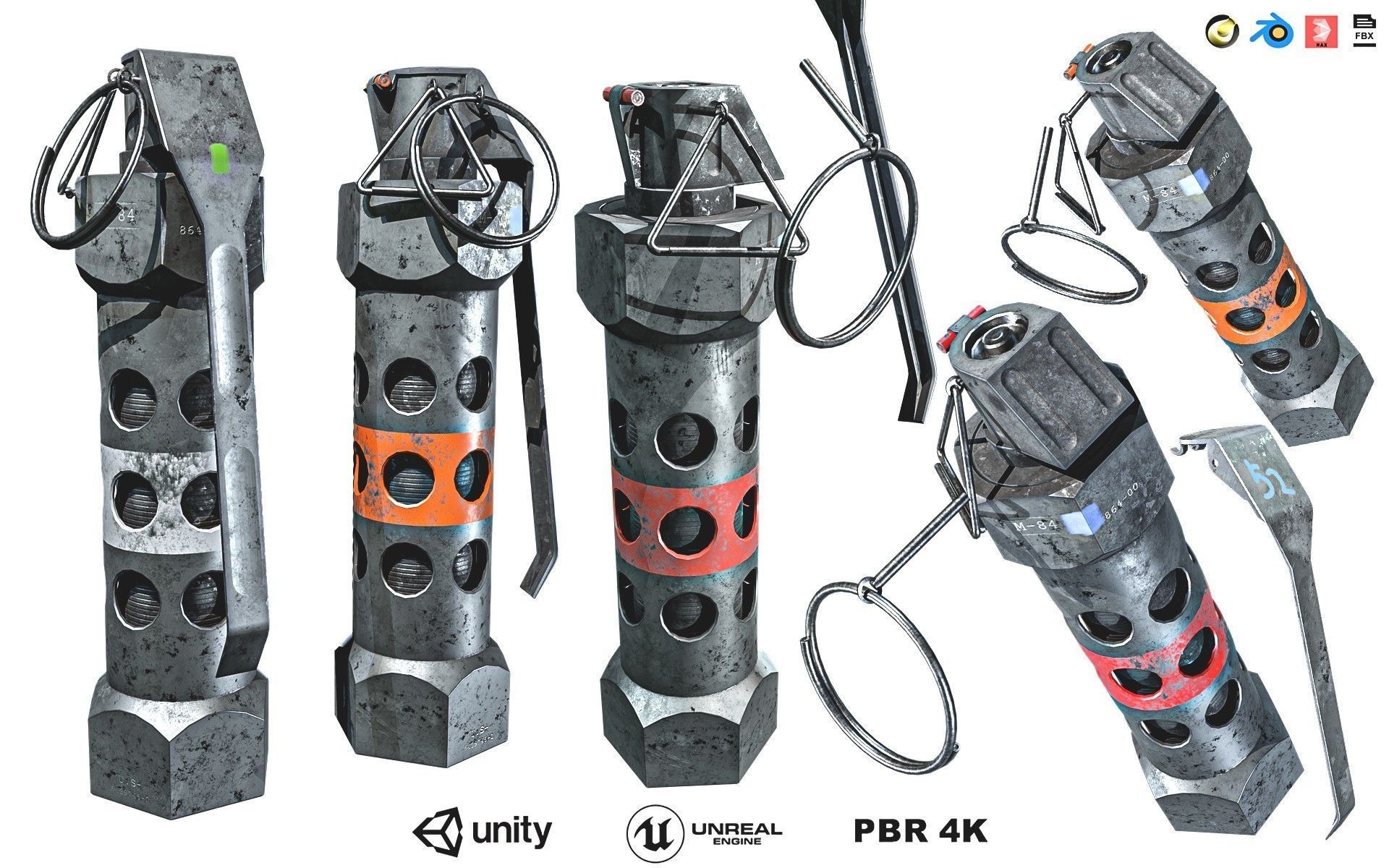 3D model Flash Grenade 3 Pack VR / AR / lowpoly CGTrader