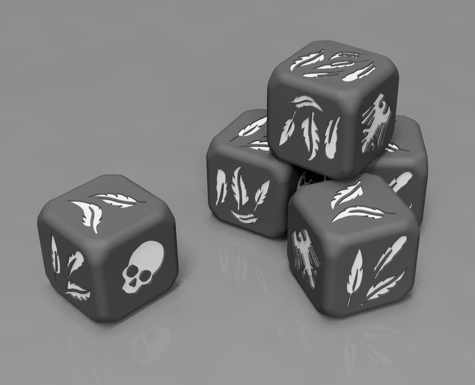 feathered dice D6 3D model 3D printable | CGTrader