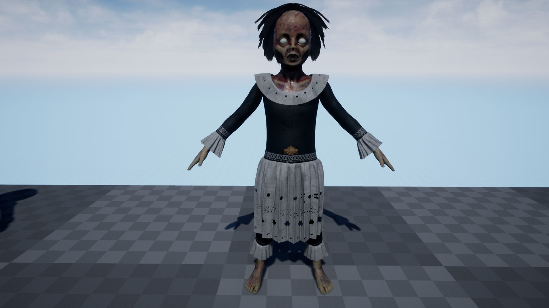 3D model Damn doll game character for Horror games VR / AR / lowpoly