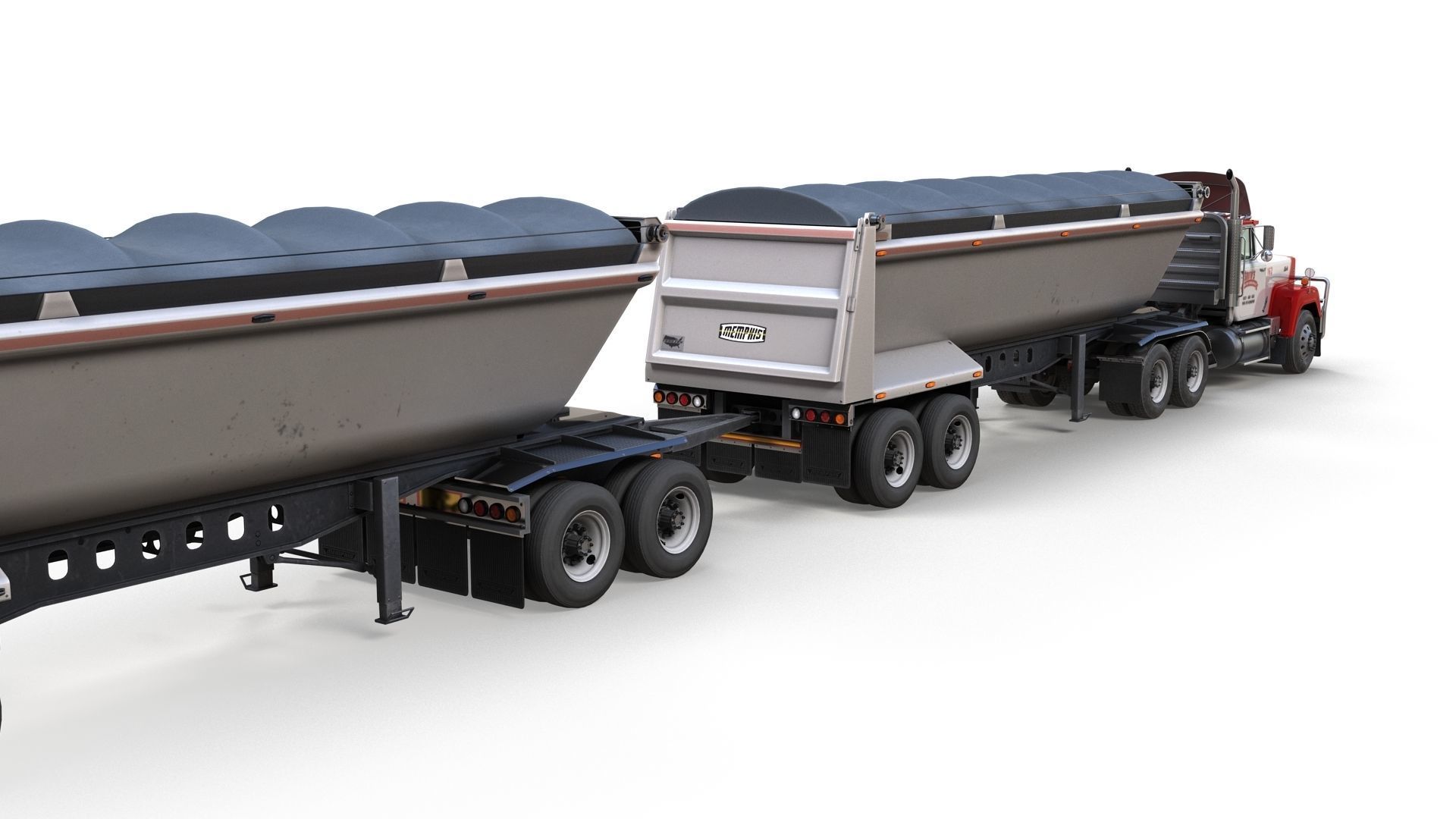 Neo Anhänger Double Bottom Dump Trailer, red 1955, 1:64 | Model Car World