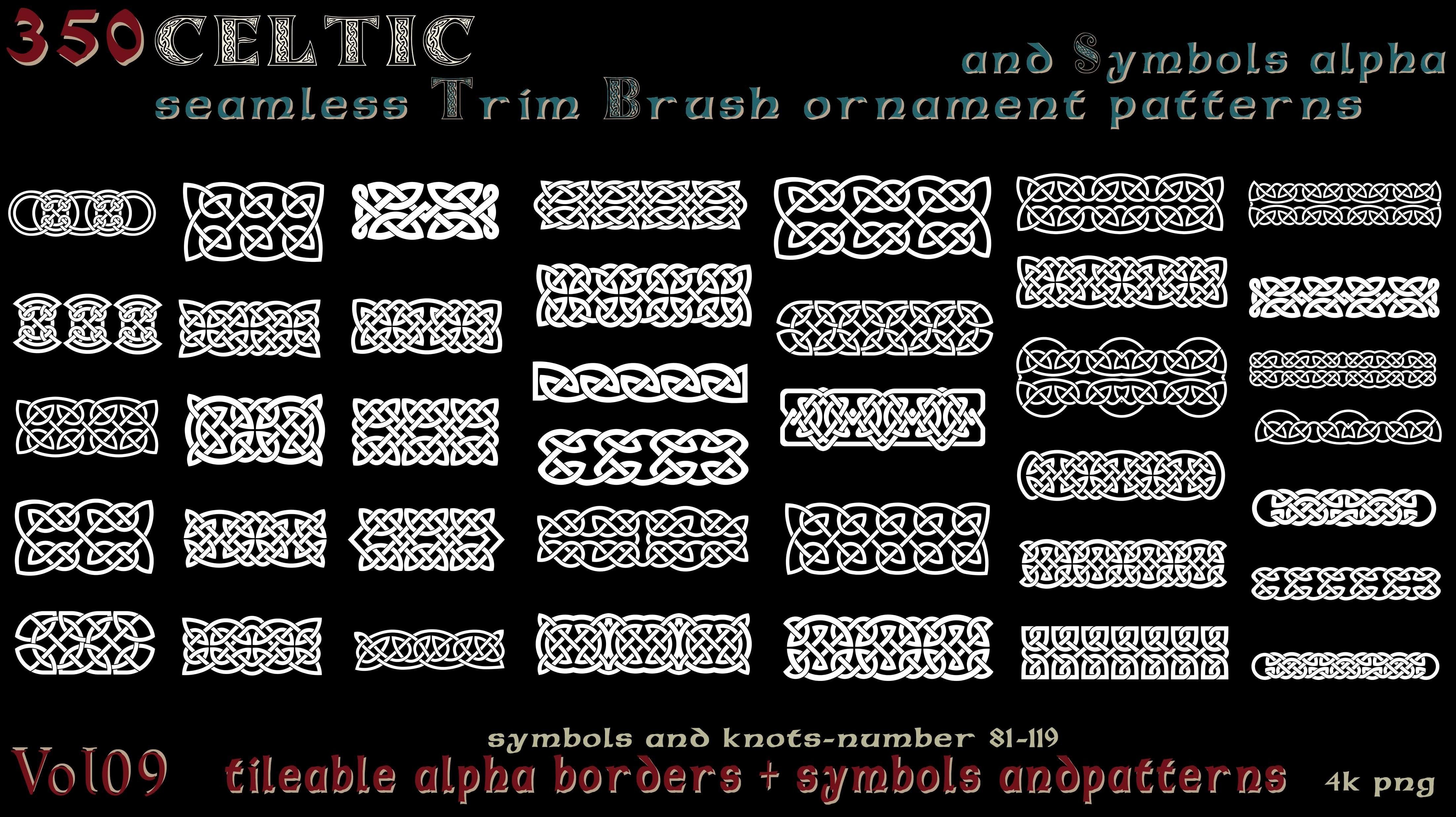 Celtic Patterns Poster 350 Celtic seamless ornament patterns and Symbols alpha - vol09 Texture ...