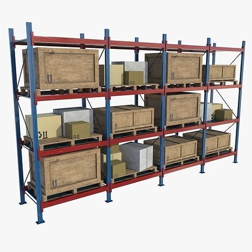 Warehouse Racking Model 3D model Warehouse Rack VR / AR / low-poly | CGTrader