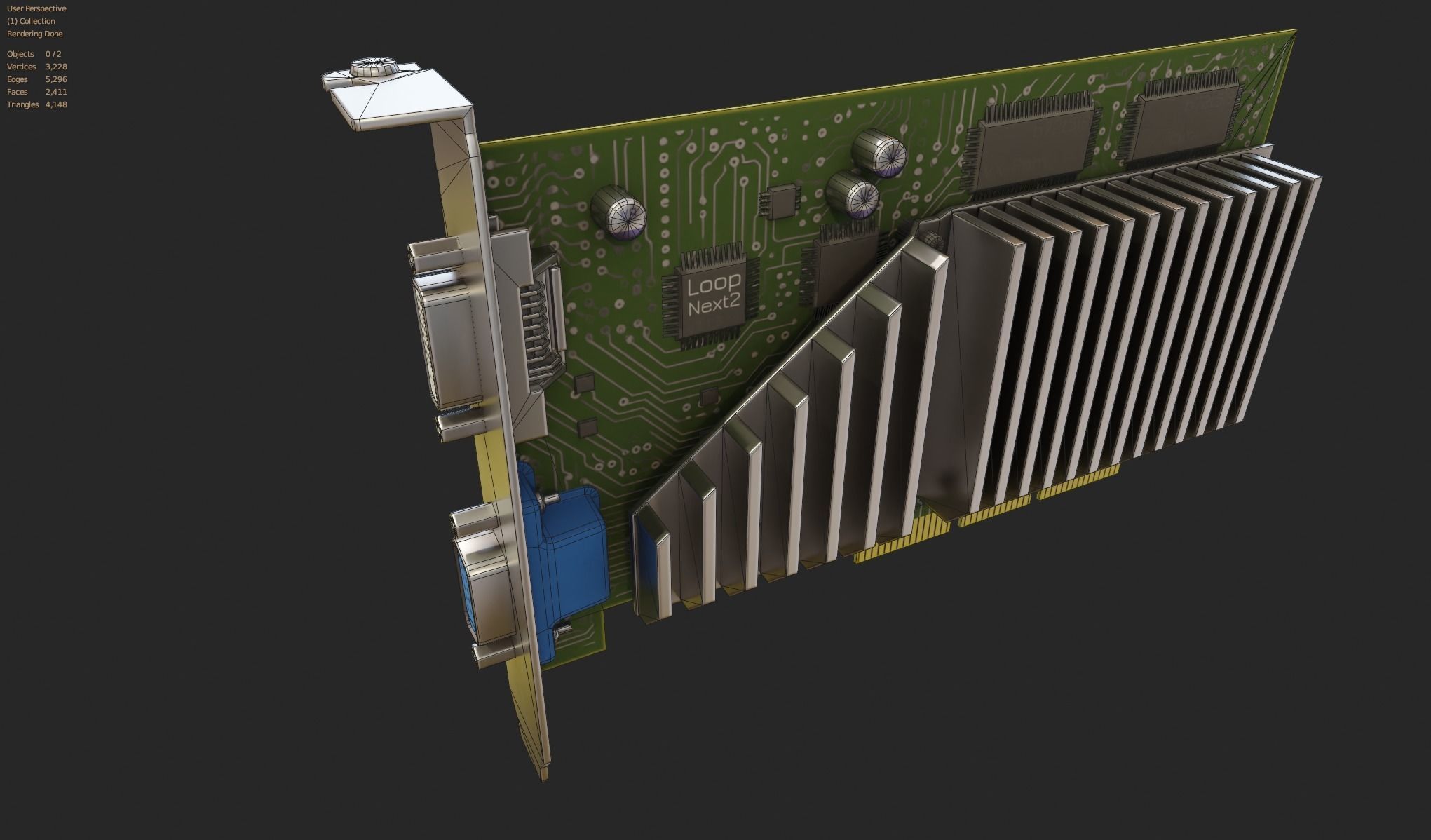 Computer Card Without Battery 3D model retro video card gpu vga passive without fan VR / AR / low ...