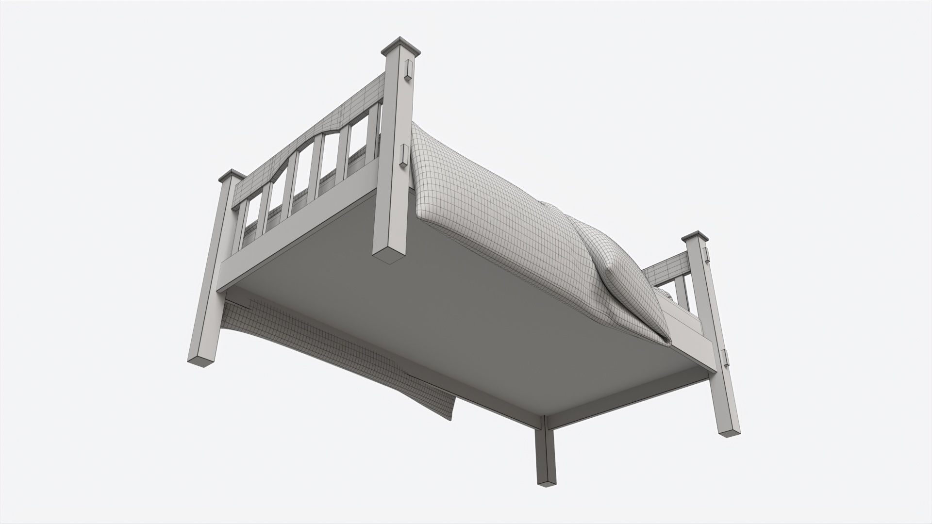 Pottery Barn Kendall Bed Single 3D model CGTrader