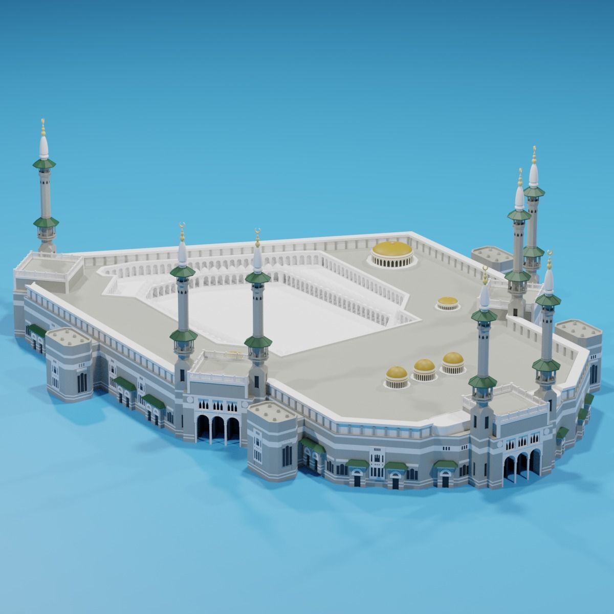 Cartoon Masjid AlHaram Mecca Saudi Arabia 3D model CGTrader