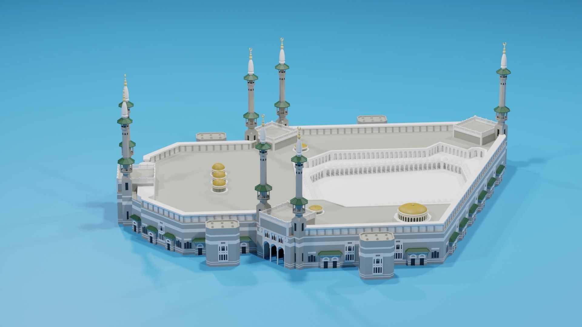Cartoon Masjid AlHaram Mecca Saudi Arabia 3D model CGTrader