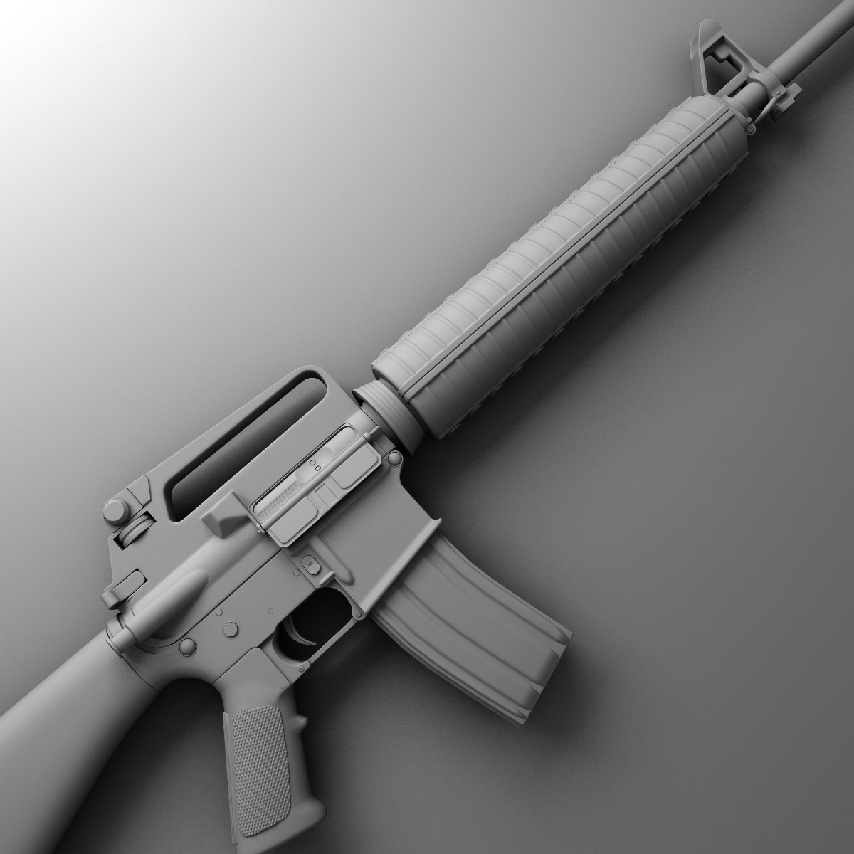 M16 Assault Rifle Hi-Res 3D Model MAX OBJ FBX LWO LW LWS MA MB ...
