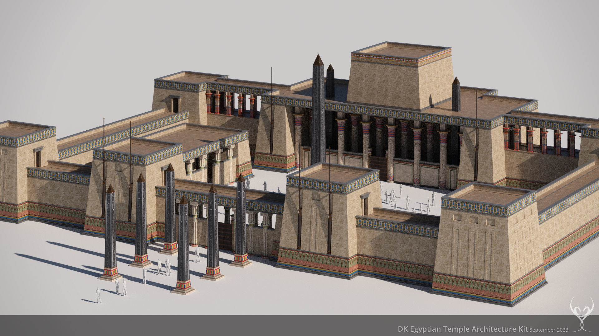 3D model D Kit Egyptian Temple Architecture Kit VR / AR / low-poly ...
